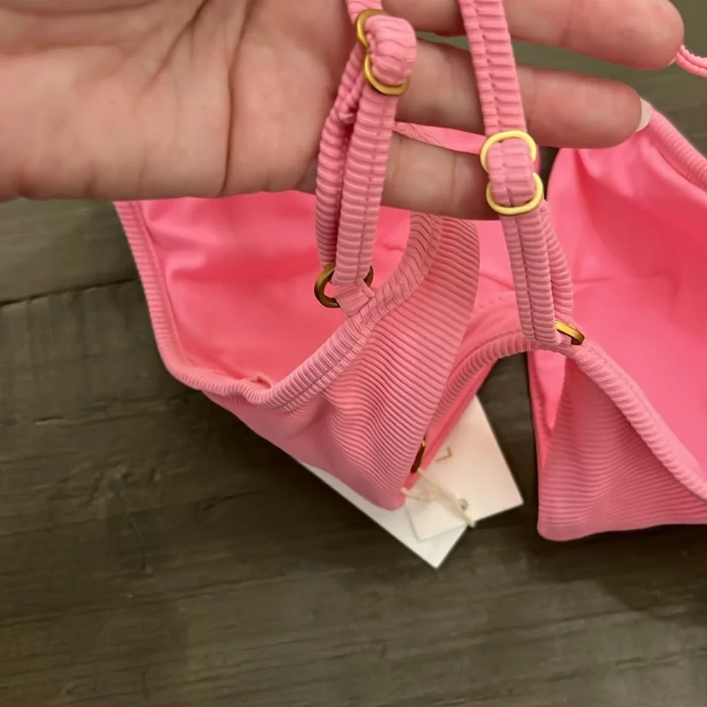 L*Space Helene Swimsuit Top Adjustable strap New with Tag Pink Guava Bikini